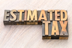 Estimated Taxes - estimated tax word abstract in vintage lettepress wood type