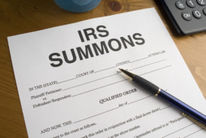 IRS Summons on a desktop